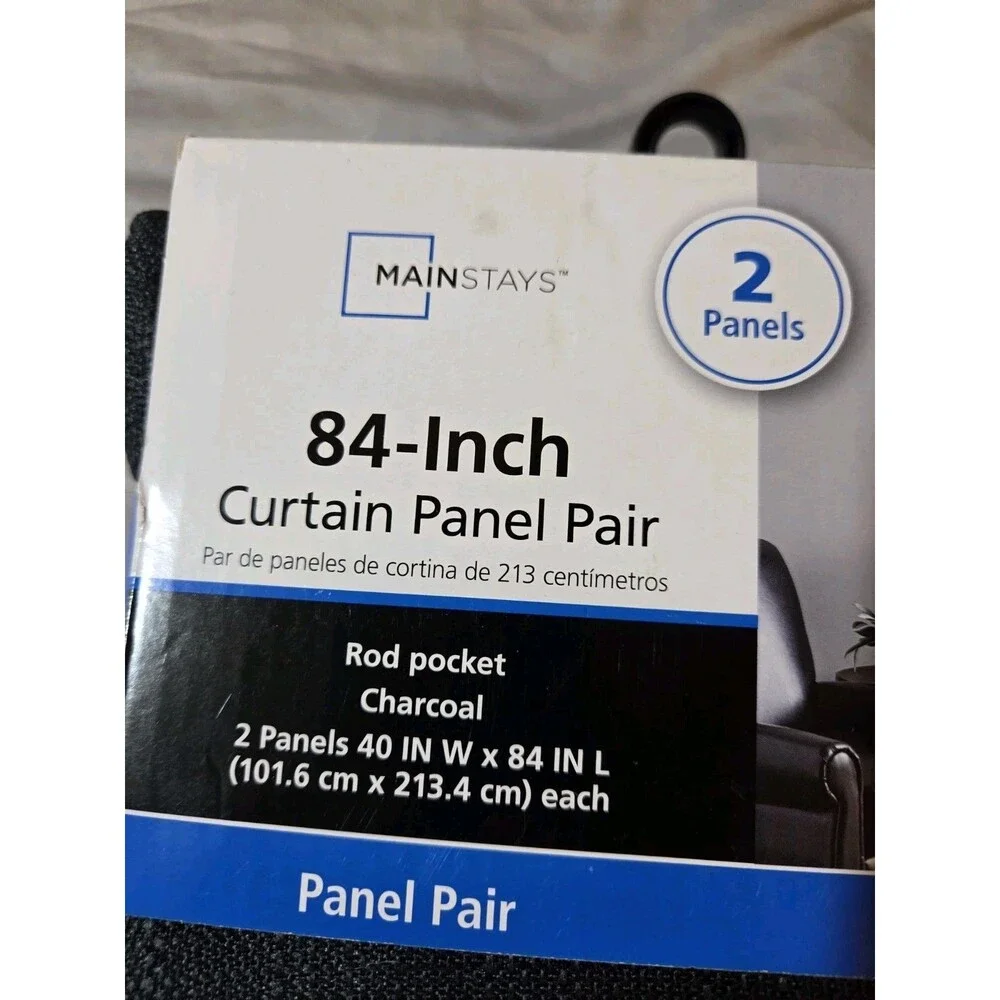 NEW MAINSTAY SOUTHPORT LIGHT FILTERING ROD POCKET CURTAIN PANELPAIR40X84 CHARCOA